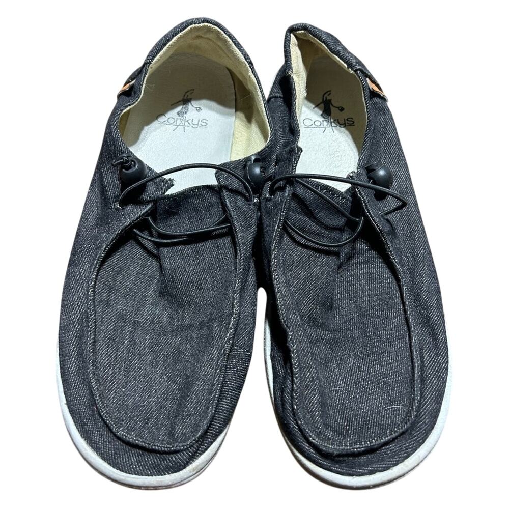Hey Dude Corkys Women’s Wendy Chambray Off black slip on shoes sz 9